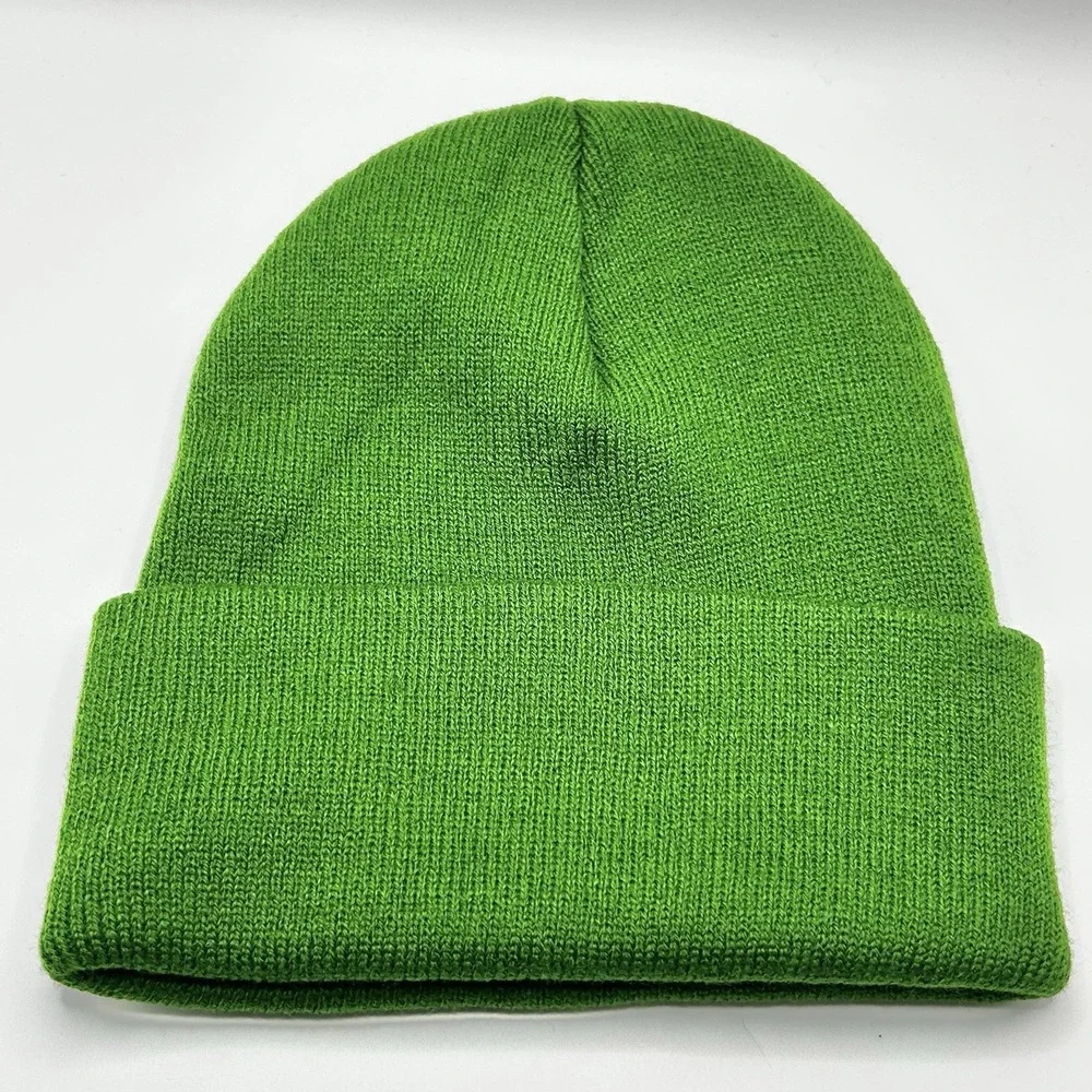 Highland Cow Cattle Cartoon Animal Beanie Hat Cap Knit Cuff Green Outdoors